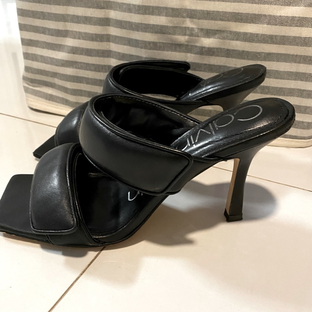 Calvin Klein puffy leather heels